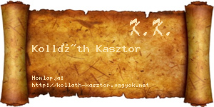 Kolláth Kasztor névjegykártya